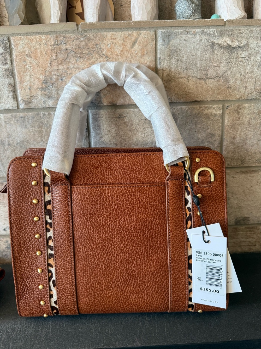 Brahmin Cami Tobacco Cherrywood Satchel Handbag and Wallet - Picture 2 of 9